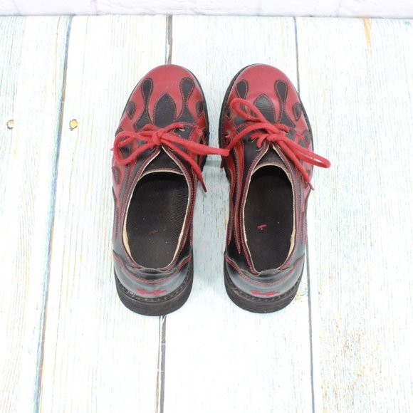 Sha Sha Red Leather Lace Up Tribal Flame Platform Shoes Size 7.5 - Picture 7 of 9
